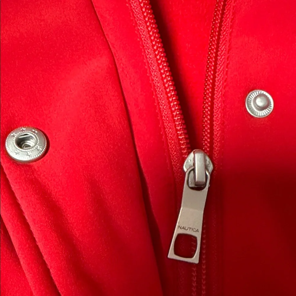 Nautica Red Hooded Jacket with Snap & Zip Closure - Picture 4 of 7